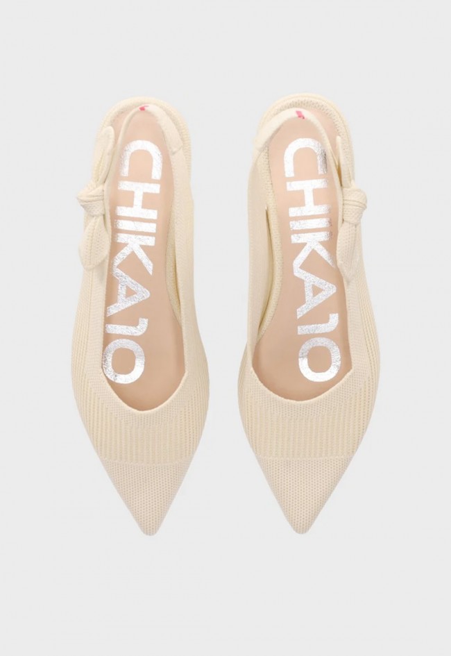 Bailarina destalonada beige de tejido Chika10 Opalo 01 – ligera, femenina y muy versátil