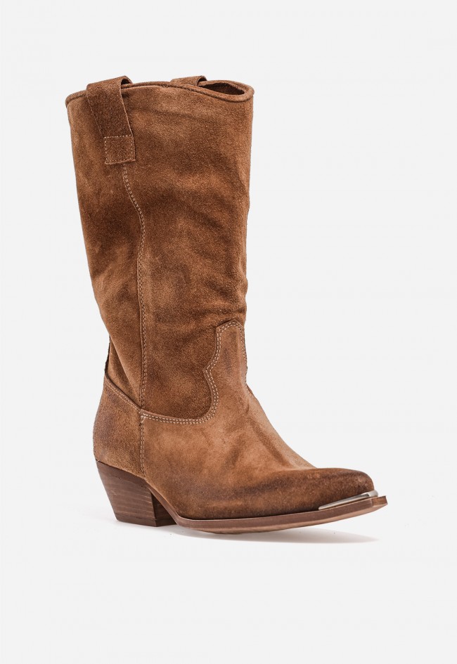 Bota cowboy campera de piel color cuero GLO Mila 2 Puntale – estilo western con carácter