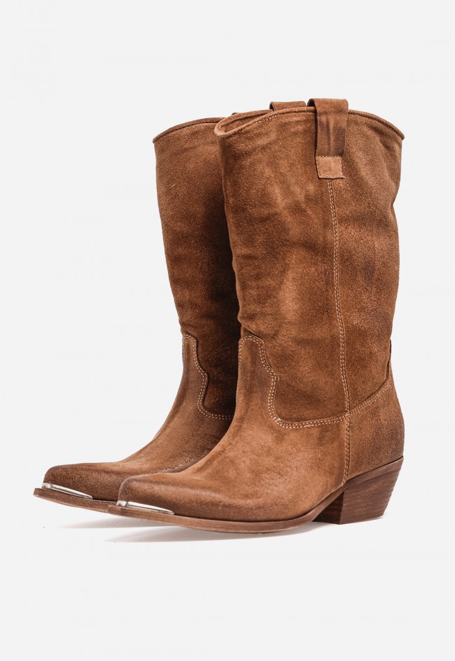 Bota cowboy campera de piel color cuero GLO Mila 2 Puntale – estilo western con carácter