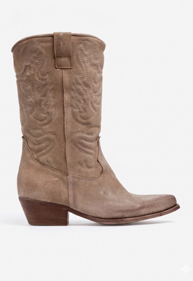Bota cowboy taupe de mujer GLO 1356/206 – estilo western chic y carácter atemporal