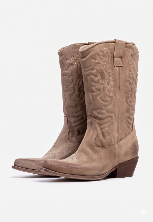 Bota cowboy taupe de mujer GLO 1356/206 – estilo western chic y carácter atemporal