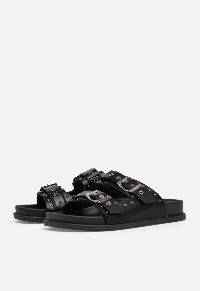 Sandalia bio negra con tachuelas VAS 27-3046 – comodidad trendy y estilo urbano