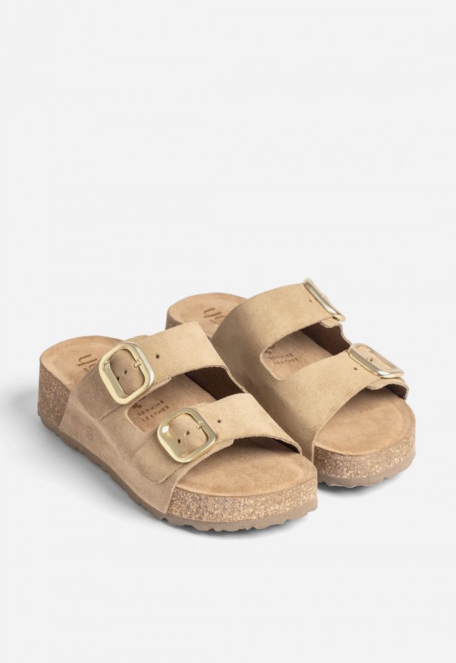 Sandalia plataforma anatómica de piel Yokono WIWI-003 marrón claro – comodidad natural y estilo actual