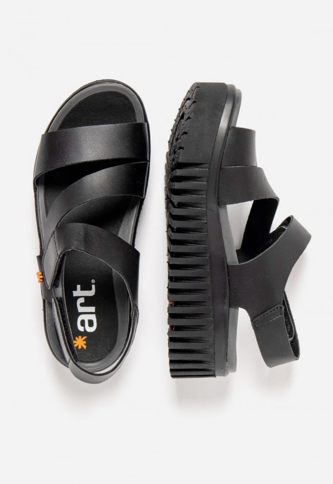 Sandalia plataforma negra de piel ART Brighton 1573 – ligereza Softlight y carácter urbano