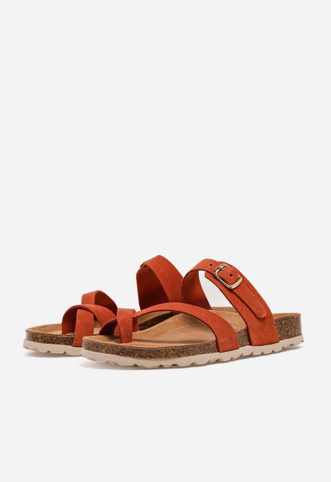 Sandalia bio de piel VAS 3572 s con tira al dedo y hebilla