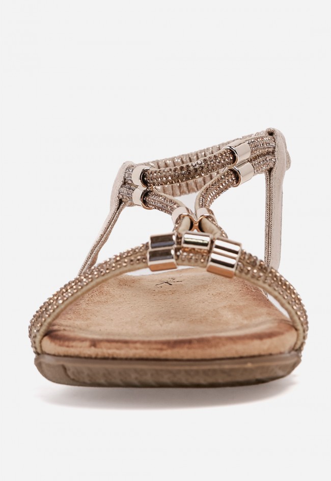 Sandalia dorada de mujer VAS 60-3140 con tiras brillantes y ajuste cómodo