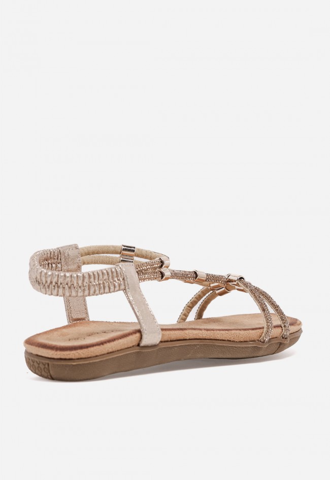 Sandalia dorada de mujer VAS 60-3140 con tiras brillantes y ajuste cómodo