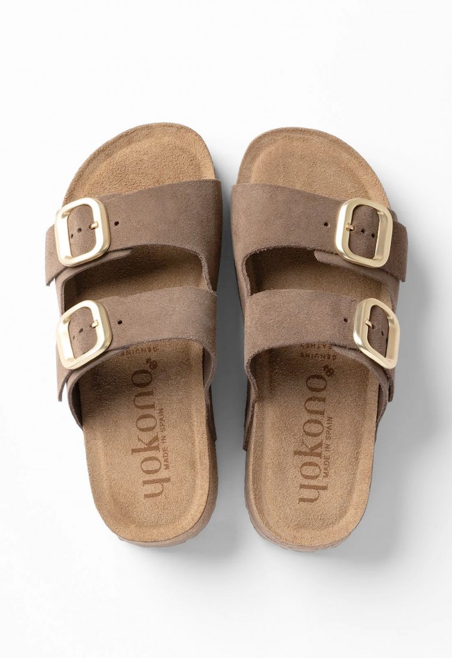 Sandalia bio cómoda Yokono WIWI-003 de piel marrón
