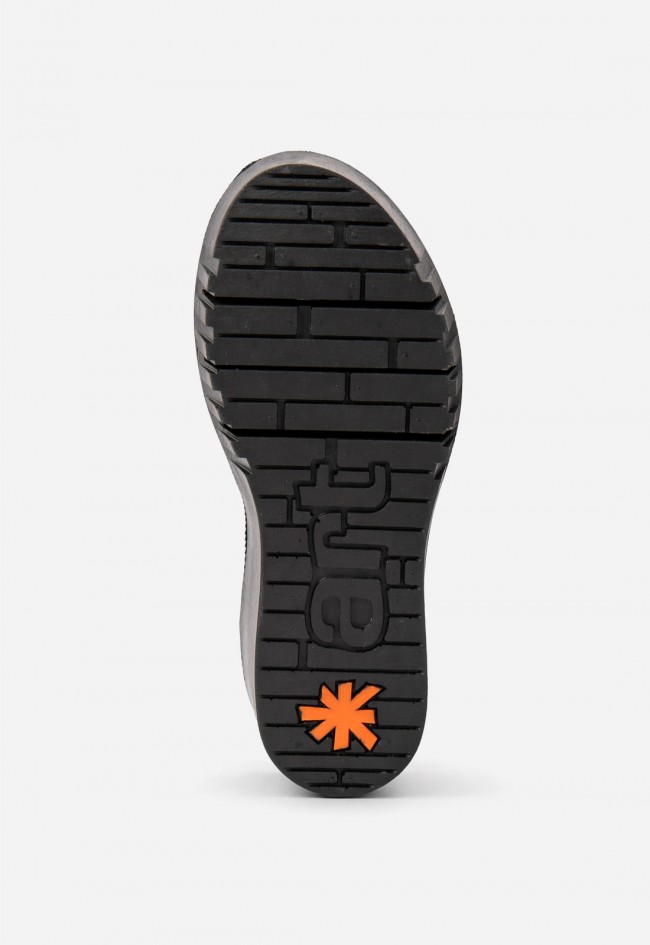 Sandalia plataforma negra de piel ART Catania 2080 con confort ligero