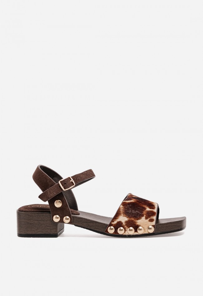 Sandalia de madera con piel animal print de mujer TOP 3 SF1645