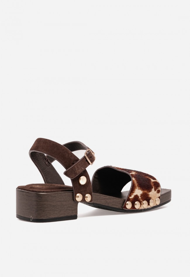 Sandalia de madera con piel animal print de mujer TOP 3 SF1645