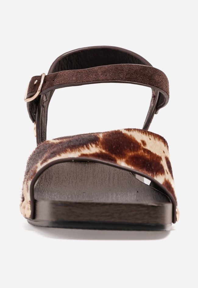 Sandalia de madera con piel animal print de mujer TOP 3 SF1645