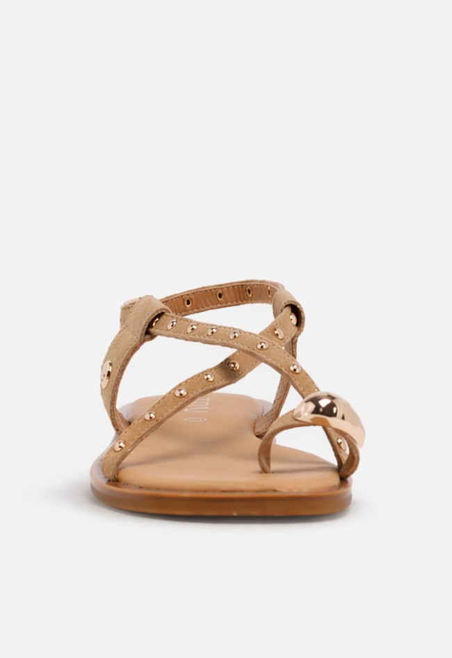 Sandalia plana con tachuelas de piel para mujer TOP 3 SF1695