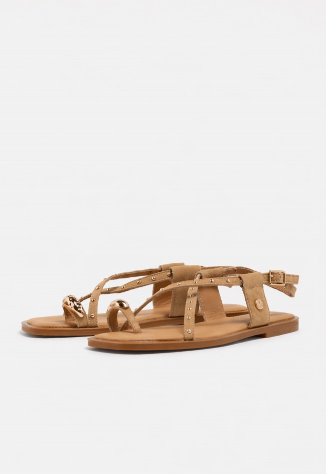 Sandalia plana con tachuelas de piel para mujer TOP 3 SF1695