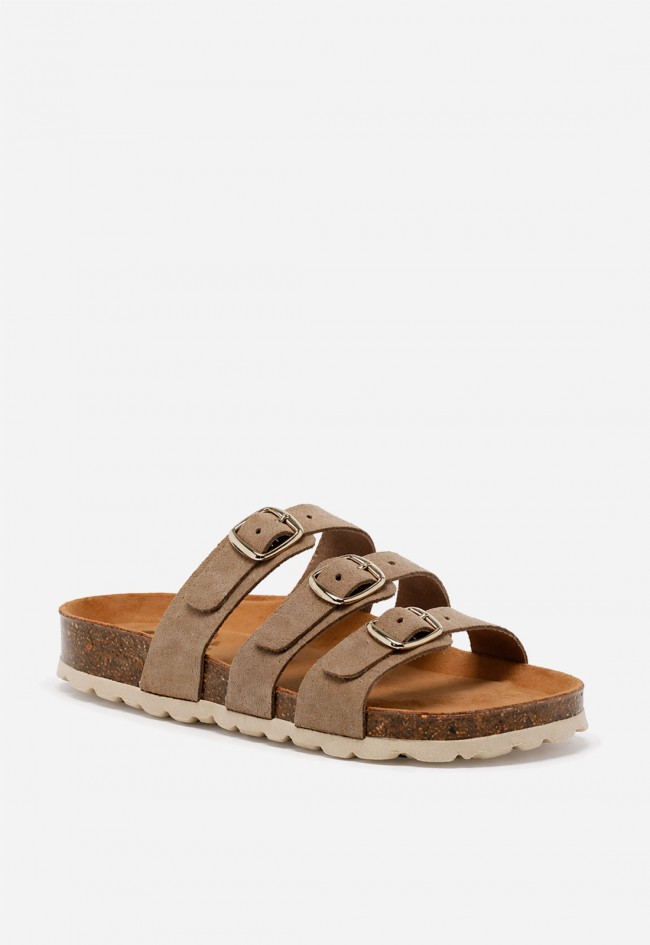 Sandalia bio de piel con triple hebilla VAS 10717 S para mujer