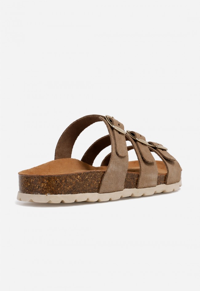 Sandalia bio de piel con triple hebilla VAS 10717 S para mujer