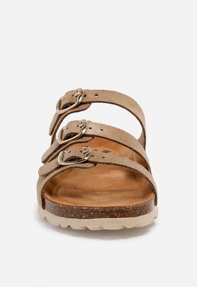 Sandalia bio de piel con triple hebilla VAS 10717 S para mujer