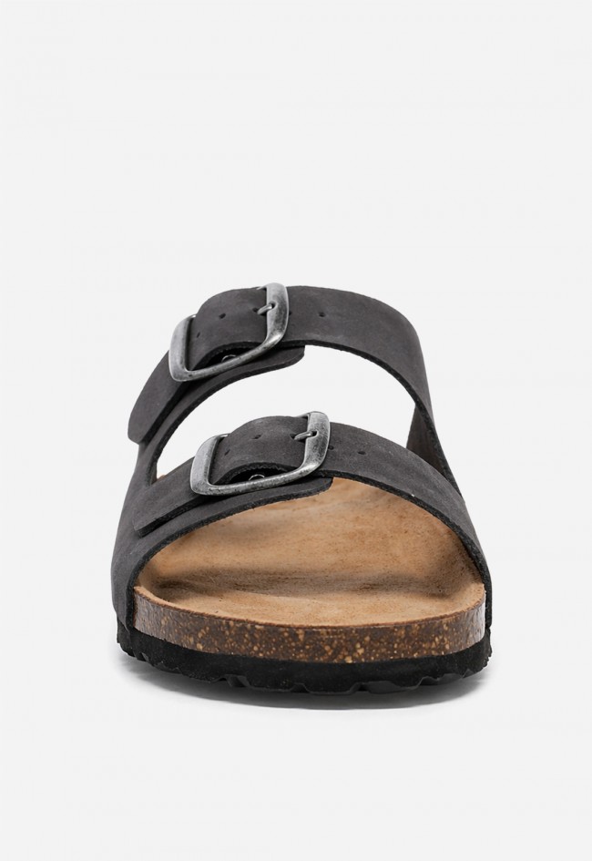 Sandalia bio de piel gris con doble hebilla VAS 3195 S para hombre