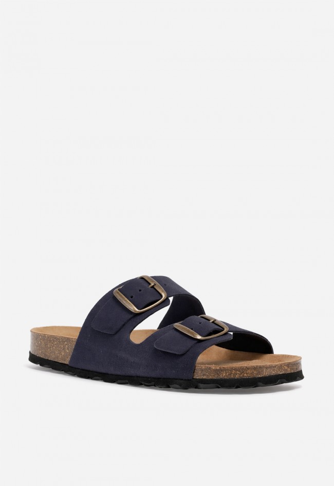 Sandalia bio de piel para hombre VAS 3195 S con doble hebilla