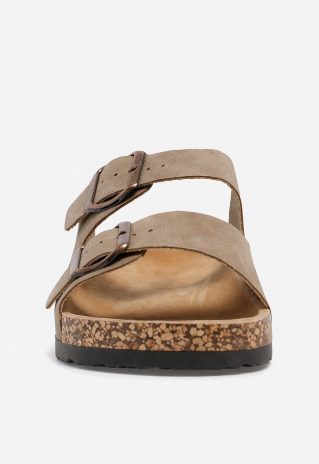 Sandalia bio taupe de doble hebilla para mujer Why Pink? 27-2012, comodidad en tendencia