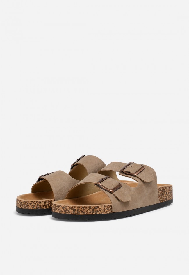 Sandalia bio taupe de doble hebilla para mujer Why Pink? 27-2012, comodidad en tendencia