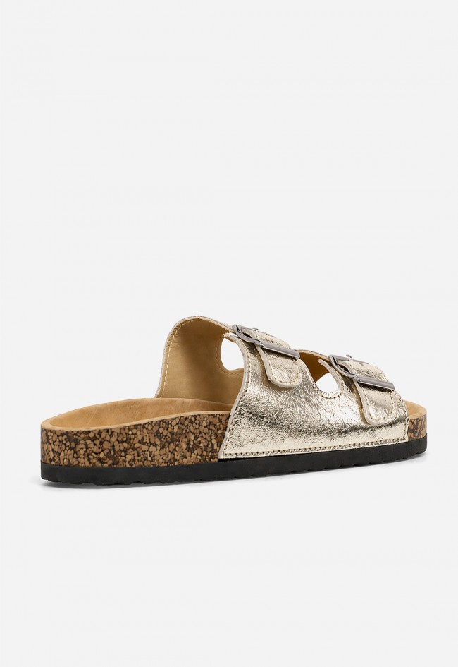 Sandalia bio metalizada de doble hebilla para mujer Why Pink? 27-377, brillo cómodo para elevar tus looks