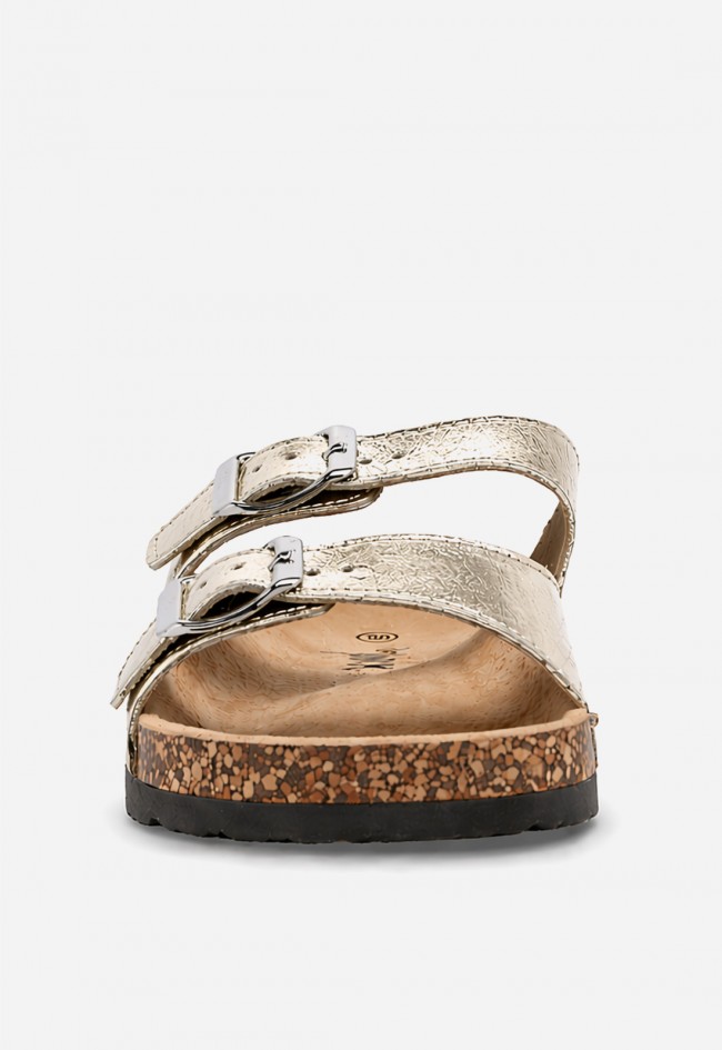 Sandalia bio metalizada de doble hebilla para mujer Why Pink? 27-377, brillo cómodo para elevar tus looks