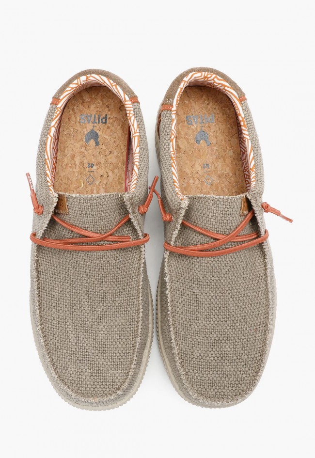 Zapato wallabi de hombre Walk in Pitas WP150 Steve taupe, ultraligero y fresco para verano