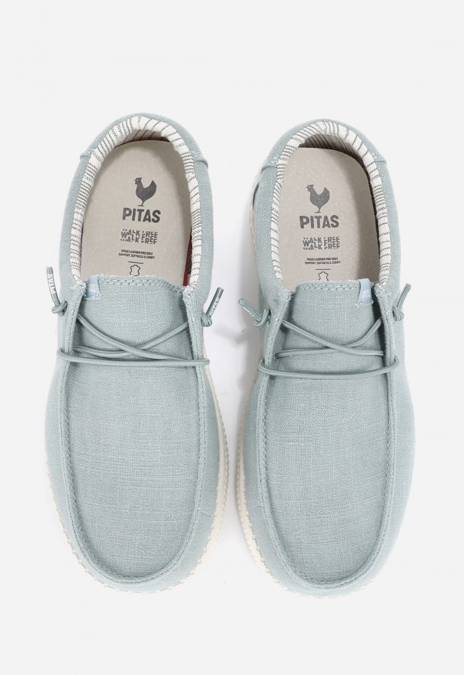 Zapato wallabi de mujer Walkin Pitas WP150 Linen verde claro, ligero y con estilo natural