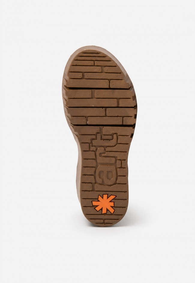 Sandalia de plataforma mujer ART Catania piel nobuck cream-caramelo con estilo mediterráneo