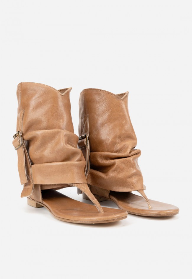 Botín sandalia mujer piel Mimmu Margaux – estilo campero chic Made in Italy