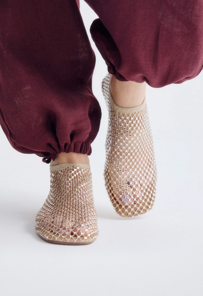 Bailarinas doradas de mujer EXE VERNICA-444 STRASS GOLD con strass y rejilla brillante