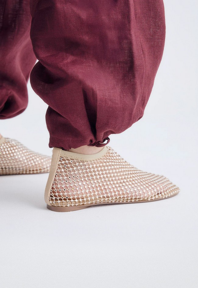 Bailarinas doradas de mujer EXE VERNICA-444 STRASS GOLD con strass y rejilla brillante