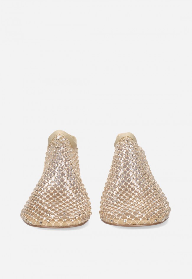 Bailarinas doradas de mujer EXE VERNICA-444 STRASS GOLD con strass y rejilla brillante