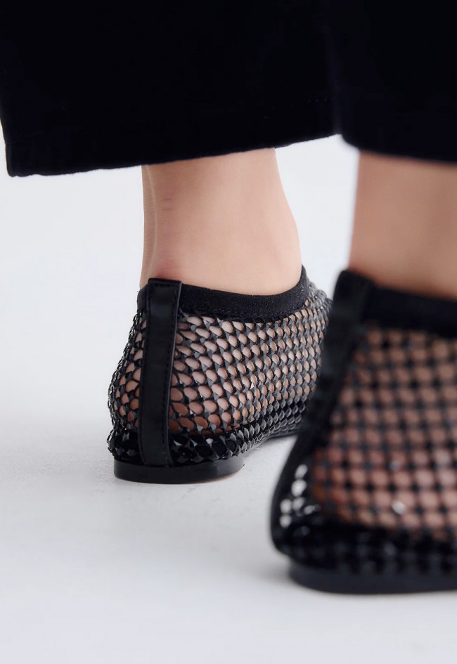 Bailarinas negras de mujer EXE VERNICA-444 STRASS con rejilla brillante y strass