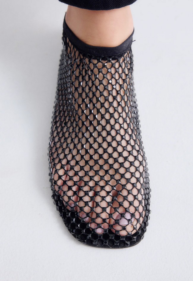 Bailarinas negras de mujer EXE VERNICA-444 STRASS con rejilla brillante y strass