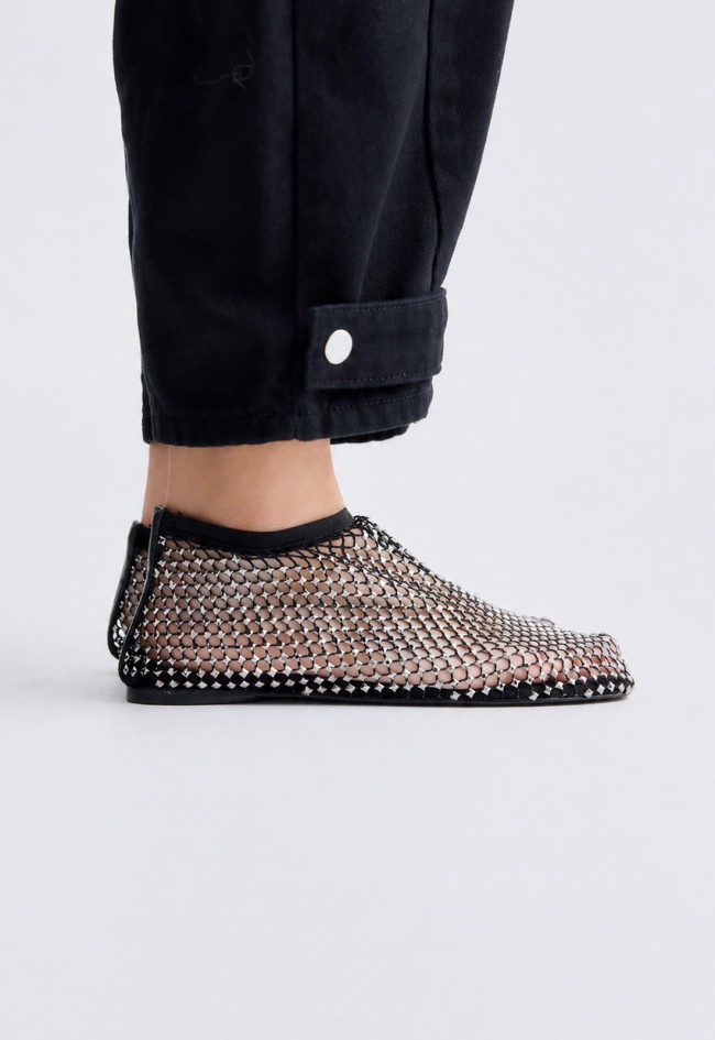 Bailarinas negras de mujer EXE VERNICA-444 STRASS con rejilla brillante y strass