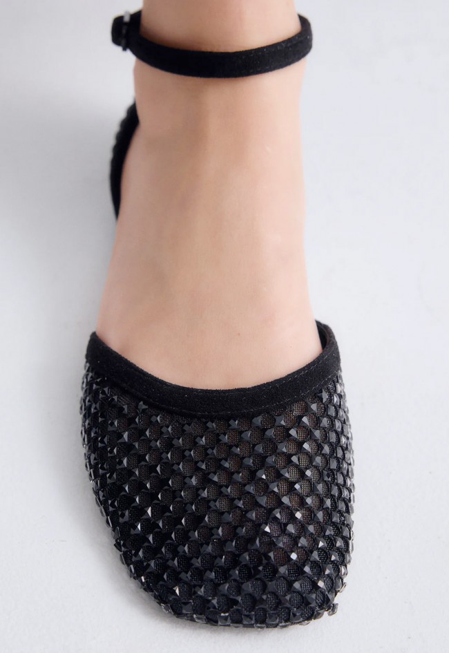 Bailarinas negras de mujer EXE VERONICA-446 STRASS con pulsera y brillo elegante