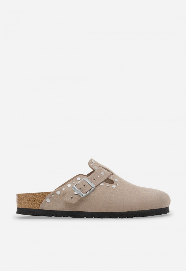 Zueco mujer Birkenstock Boston Rivets de ante con remaches – icono cómodo con estilo premium