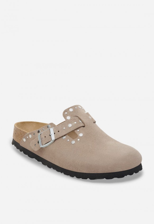 Zueco mujer Birkenstock Boston Rivets de ante con remaches – icono cómodo con estilo premium