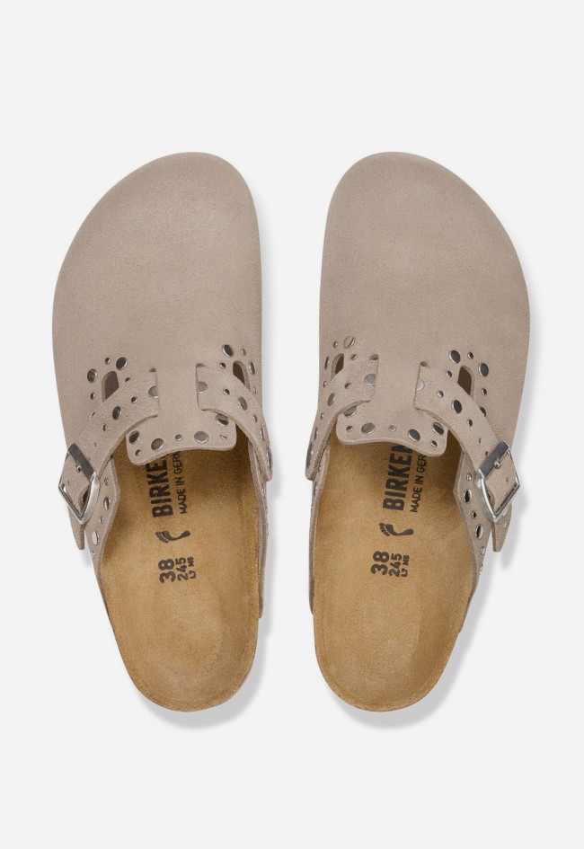 Zueco mujer Birkenstock Boston Rivets de ante con remaches – icono cómodo con estilo premium