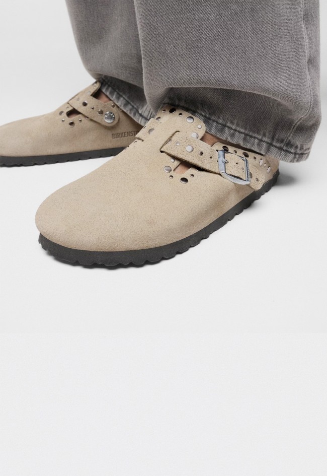 Zueco mujer Birkenstock Boston Rivets de ante con remaches – icono cómodo con estilo premium
