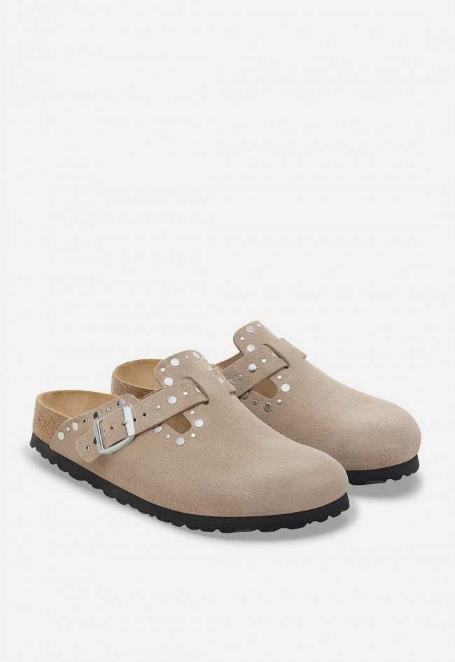 Zueco mujer Birkenstock Boston Rivets de ante con remaches – icono cómodo con estilo premium