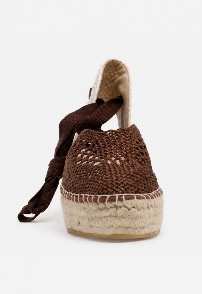 Alpargata mujer Macarena Java-7 Moka con plataforma trenzada – elegancia natural con aire mediterráneo