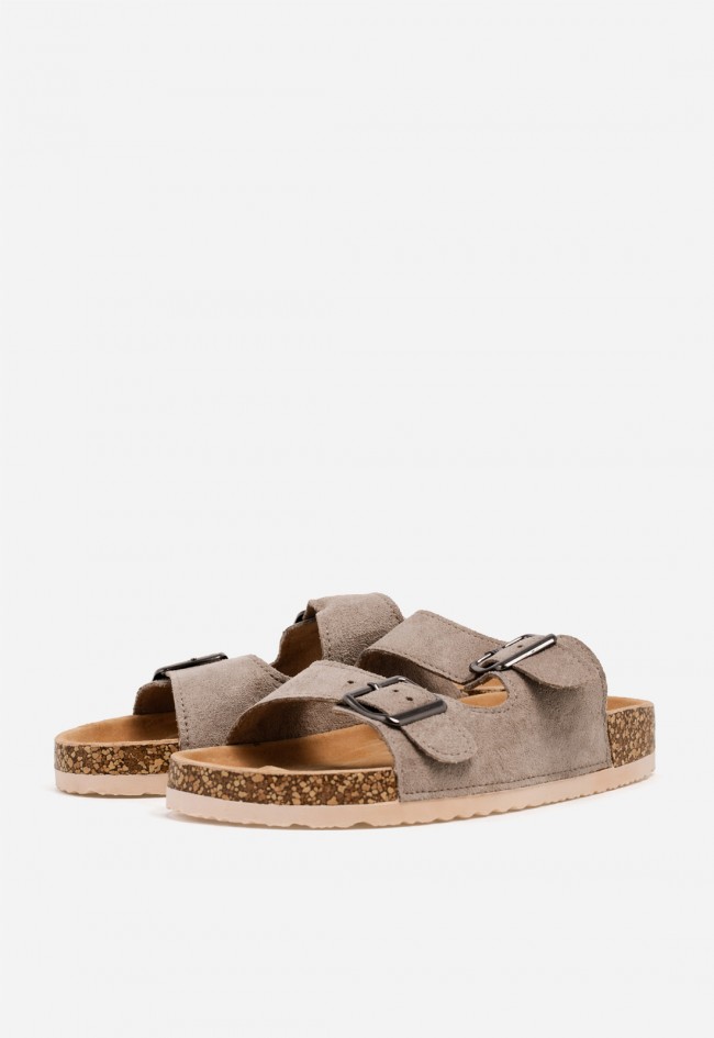 Sandalia bio de mujer Why Pink 27-377 taupe con doble hebilla y estilo natural