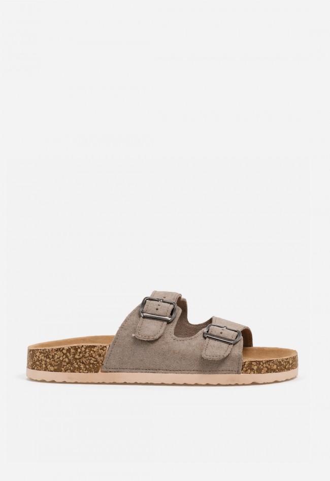 Sandalia bio de mujer Why Pink 27-377 taupe con doble hebilla y estilo natural