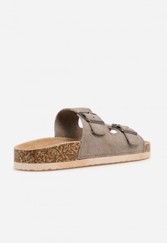 Sandalia bio de mujer Why Pink 27-377 taupe con doble hebilla y estilo natural