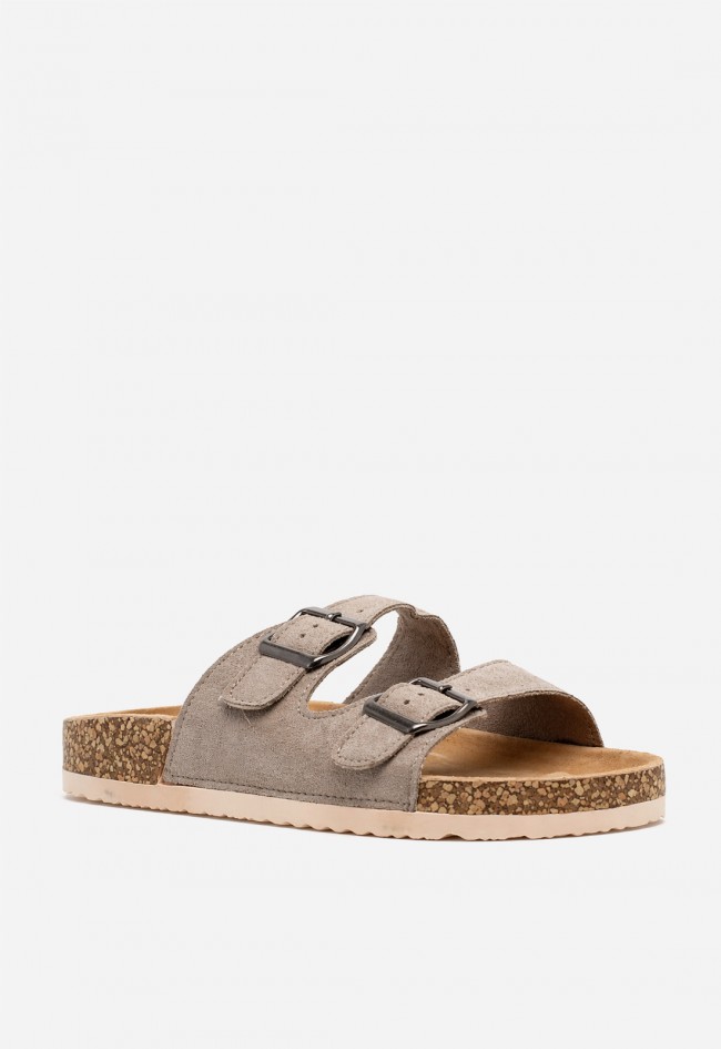 Sandalia bio de mujer Why Pink 27-377 taupe con doble hebilla y estilo natural