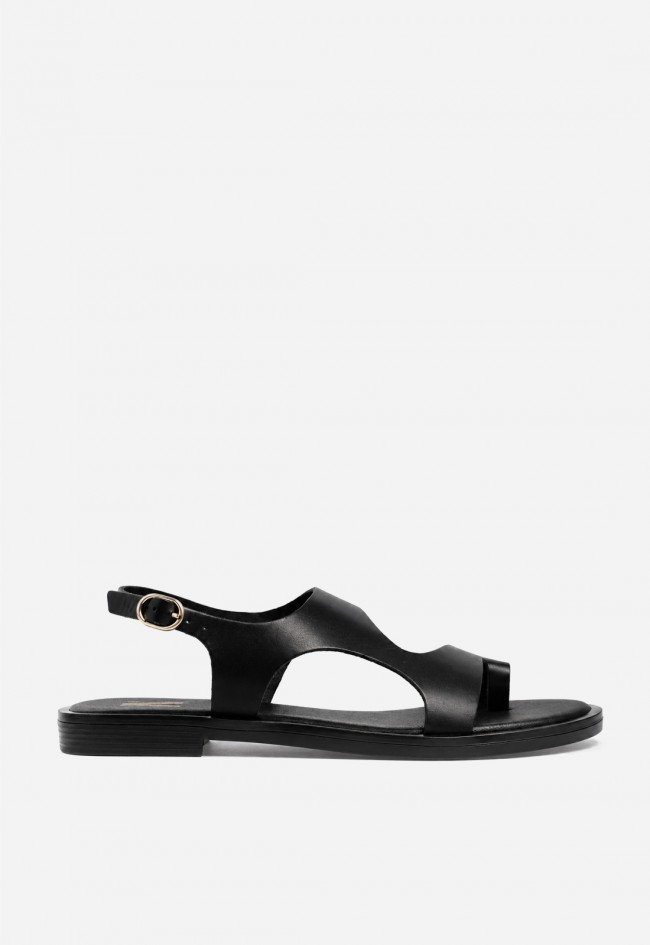 Sandalia mujer piel negra VAS Musaka 29 – diseño minimalista y confort plano