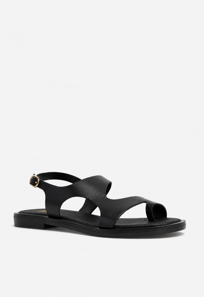 Sandalia mujer piel negra VAS Musaka 29 – diseño minimalista y confort plano